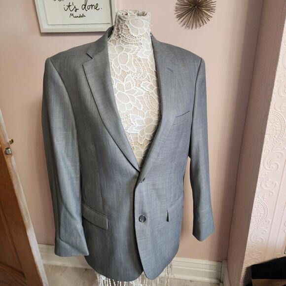 gray Caravelli Blazer Sport Coat Mens 40R Gray Double Vented Viscose Blend WWW18 - Picture 9 of 16